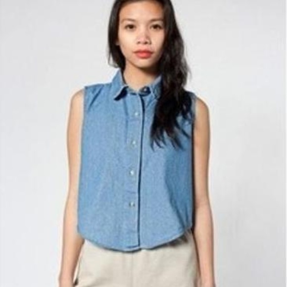 AA Denim Sleeveless Crop - Picture 2 of 4